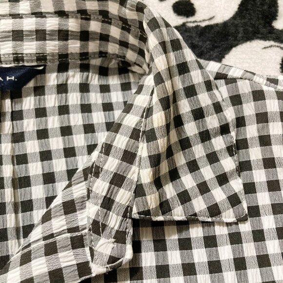 TAMARA H. Black white gingham sleeveless adjustable tie front MEDIUM LARGE shirt - Picture 12 of 14